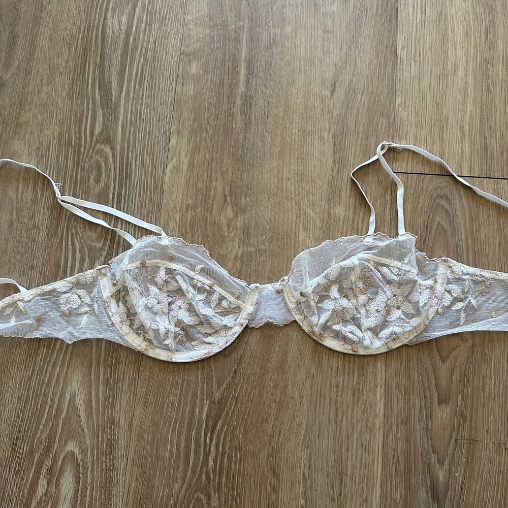 For Love And Lemons Sheer Lace Bra - Cream